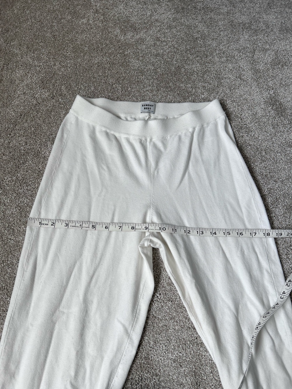 Sunday Best Aritzia White Knit Wide-Leg Flare Posie Pants Lounge Cozy Minimalist - Picture 5 of 7